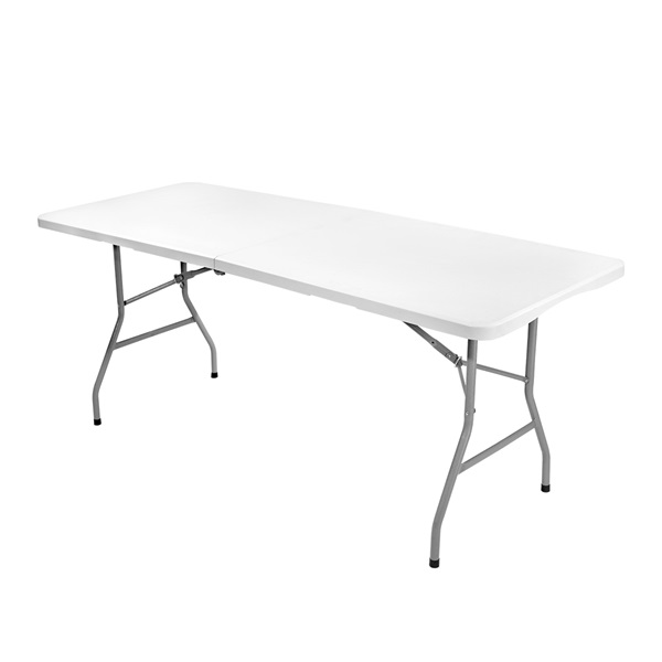  6ft Portable Plastic Table with Handle, Fold-in-Half Heavy Duty Lightweight Utility Table